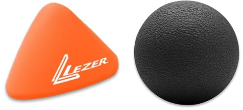 LEZER, Trigger Massage Point, Manual Massage Ball, Muscle Knots Relief Tool, Myofascial Release, Physical Therapy, Plantar Fasciitis, Set of 2 (Orange Trigger and Black Ball)
