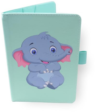 Protezione per libretto sanitario per neonati – elefante – formato A5 15 x 21 cm – alette per riporre le ordinanze