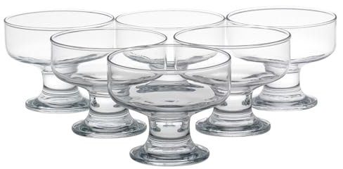 Queensway Home & Dining Glass Footed Ice Cream Sundae Sherbet Dessert Cups Bowls Dishes Boxed Set of 6