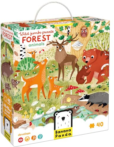 Wild Jumbo Puzzle Forest Animals, 40 Teile Lernpuzzle für Kinder 3+, Bodenpuzzle Wilde Waldtiere