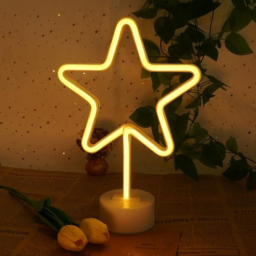Aslanka Stella - Insegna luminosa a LED, decorazione da parete, luce notturna, USB, al neon, a batteria, per compleanni, feste, bambini, soggiorno, decorazione