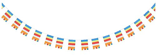 Ciieeo Striscione Buddista Cinque Colori Per Decorazione Da Appendere Realizzato in Poliestere Robusto Adatto Per Interni Ed Esterni Templi e Cortili