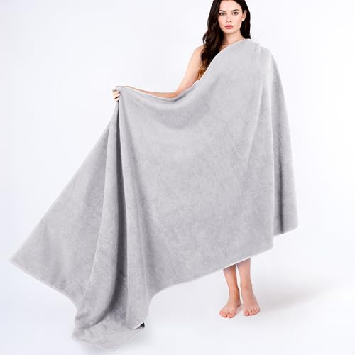 Cotton Paradise 100% bomull, 102 x 203 cm överdimensionerat badlakan, extra stora turkiska handdukar för badrum, silvergrått badlakan