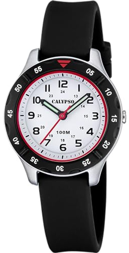 Calypso Kinderuhr Analog - Kautschuk Schwarz - Quarzwerk - Robustes Glas - Wasserdicht 10 ATM - Junior Collection - K5847/1