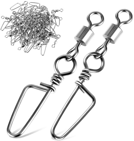 AOZUO 25 girelle per pesca a scatto ad alta resistenza, in acciaio inox, connettore resistente alla corrosione, cuscinetti a sfera con scatto per acqua dolce (S-16lb/7kg)