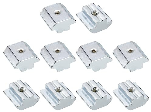 sourcing map t Nuts, 12pcs - Galvanized Carbon Steel t Slot Bolts, 4545 Series M4 Hammer Head Fastener, Sliding t Nuts for Aluminum Extrusion Profile (Silver)