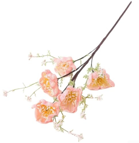 PureBowlic konstgjord azalea fjärilsblomma 60 cm, verklighetstrogen PU och torkad blommig dekor för bröllop bordsuppsatser, hem och fest styling, för champagne (rosa)