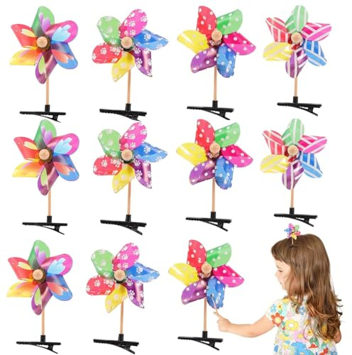 Small Girls Hair Clips 24pcs Windmill Hairpin Alligator Clip Child Iron Clip Girl Hair Clips Metal