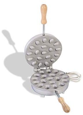 CBE Elettrodomestici 8080200 Elektriskt våffeljärn för ferratell/rund sötmat, rund, 600 watt, förkromat