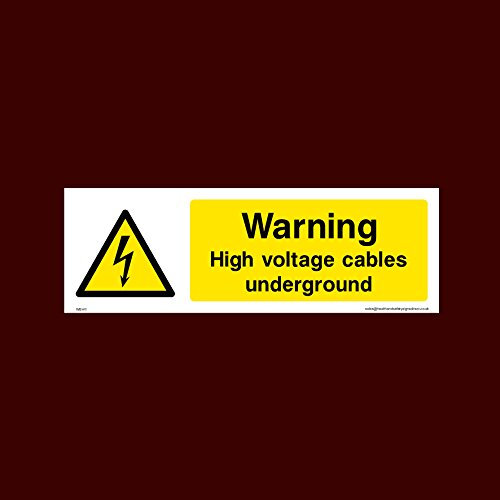 Warning High Voltage cables underground Plastic Sign with 4 Pre-Drilled Holes (WEH11) - Electric Hazard, Voltage, Danger of Death, Cables, Wires, Electric Fence
