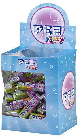 PEZ - Boîte de 100 Recharges de Bonbons Fizzy - Pétillants aux Fruits - Vegan, Sans Colorants Artificiels, Gluten et Lactose - Format Idéal pour Anniversaires - 850g