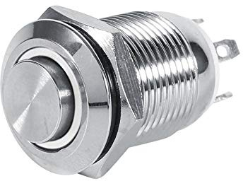 Interruttore a pulsante Power LED auto, Keenso 12mm Auto 1NO Interruttore a pulsante momentaneo in metallo impermeabile a pulsante 4 pin(White)