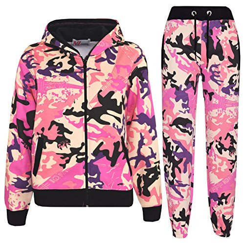 A2Z 4 Kids Mädchen Jungen Einfarbig Trainingsanzug Kapuzenpullover - T.S Plain Camo Baby Pink 11-12