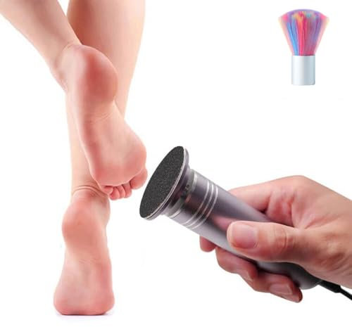 Removedor eléctrico de callos de pies, velocidad ajustable, máquina electrónica de eliminación de piel dura con 60 discos de papel de lija reemplazables (gris)