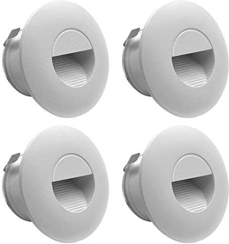 LIGHTWORLD24 Luce LED per Scale in Alluminio Bianco 230V 2W, Lampada da Parete da Incasso IP65, 4000K, Set da 4 Pezzi
