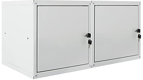 PROREGAL Mega Deal 2X Casier métallique verouillable Cubic | HxLxP 35x35x35cm | Gris | Armoire à casier Cube, Consigne Polyvalente, vestiaire, Placard en métal