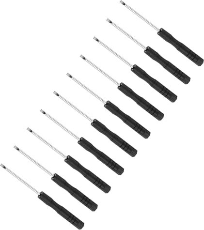CoCud Cacciavite a Taglio Piccolo, Dimensioni 2mm Lunghezza 80mm, Cacciavite Piatto in Acciaio S2 con Manico Antiscivolo per Occhiali Orologi Elettronica Computer, 10pz