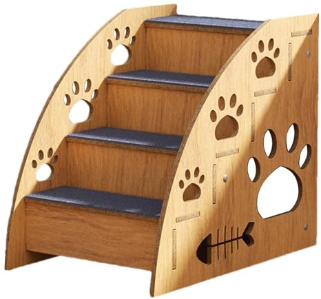 Scala per Gatti e Cani - Scaletta Alta in Legno Antiscivolo per Letto | Grande/Media/Piccola