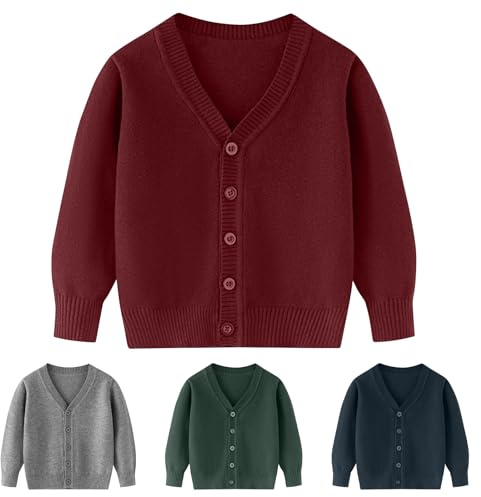 Kunyeah Cárdigan de Punto para niños y niñas, suéter de algodón Soild para niños, Cuello en V, Manga Larga, Ropa de Abrigo para niños de 3 a 7 años