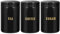 Bayseun Tea Coffee Sugar Canisters, Set of 3 Tea Coffee and Sugar Canisters Set, Easy to Open & Airtight Lids, Kitchen Storage Jars, Decorative Tins Caddy, Black