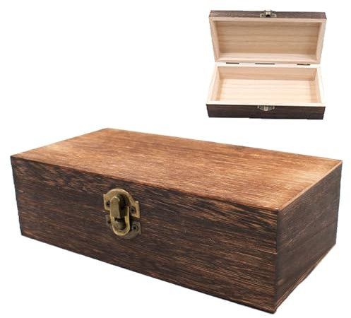 XoeLLe Scatola Rettangolari in Legno con Coperchio e Chiusura in Metallo, Cassette Portaoggetti Multiuso per Conservare Piccoli Oggetti