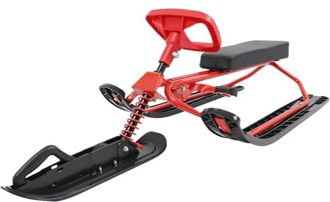 Winterschlitten mit Lenkrad Erwachsene Schlitten Snowracer mit Bremse und Zugseil Schneeschlitten Max. 100kg Schlitten Snowracer Rennrodel Curve Lenkschlitten