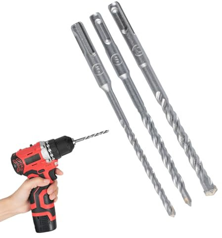 Juego de 6 brocas SDS Plus, 6 mm x 160 mm, 8 mm x 160 mm, 10 mm x 160 mm, juego de brocas para martillo SDS, brocas profesionales para piedra para taladrar en piedra y hormigón