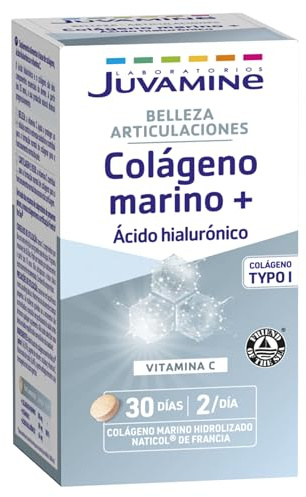 JUVAMINE - Colágeno Marino + - Ácido hialurónico - Colágeno - Vitamina C - Belleza - Funcionamiento Normal de Huesos y Cartílagos - Programa 30 Días - 60 cápsulas