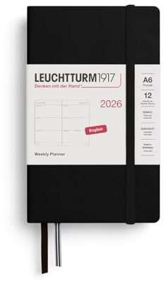 LEUCHTTURM1917 372722 Veckokalender Pocket (A6) 2026, svart, engelsk