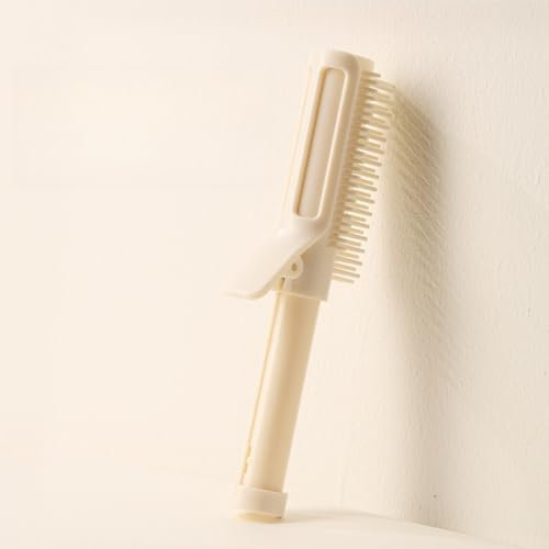 Brosse à cheveux volumisante 2 en 1 – Brosse à cheveux bouclés sans enchevêtrement avec clips de levage de racines pour femme, coiffage portable et lissage (utilisation humide/sèche) (blanc)