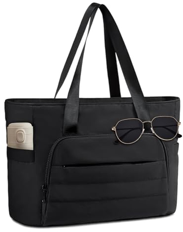 Mabecol Bolso de Mano Mujer Bandolera Tote Bag - Shopper Grande Impermeable con Bolsillo Portátil 15,6 y Cremallera, para Viaje, Gimnasio, Trabajo, Colegio, Deporte (negro)