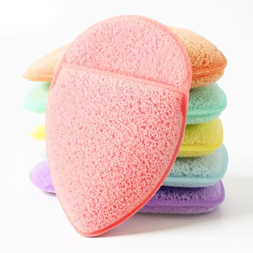TIESOME 6 spugne per il lavaggio del viso, riutilizzabili, spugne esfolianti colorate per la rimozione del trucco, pulizia quotidiana delicata per tutti i tipi di pelle, riutilizzabili