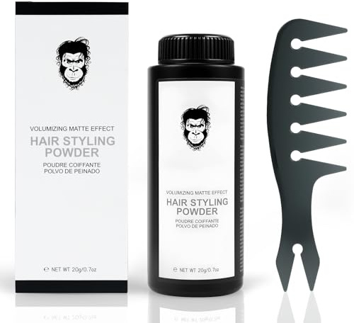 Beugo Polvo de Peinado para Hombres 20g, Polvos Texturizante Volumen Powderful, Acabado Natural y Mate, Polvos Capilares, Peine para peinar, Cera en Polvo para el Pelo para Aporta Volumen y Cuerpo