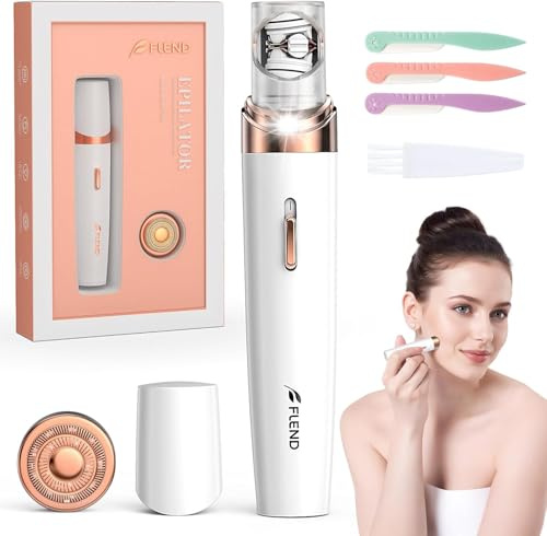 Epilator for Women, 2-in-1 Facial Hair Removal Epilator, Painless Designed Hair Remover with Built-in LED Light for Precision, Smooth Glide Hair Remover for Women Face Lips Chin Peach Fuzz