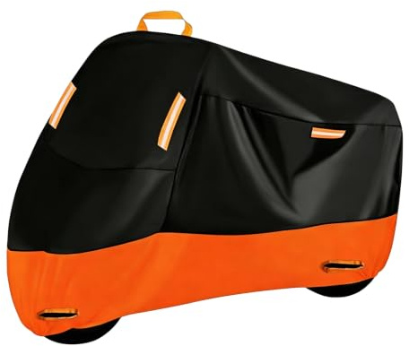 Vexnaro Funda Moto Impermeable 245x 105x125 cm, Cubierta Motocicleta con Orificios de Bloqueo, 210D Poliéster, Protector UV, Lluvia Polvo Nieve para Scooter Trail Enduro Uso Exterior e Interior (2XL)