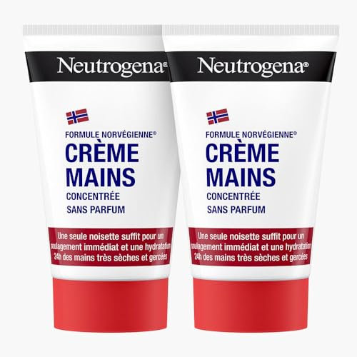 Neutrogena | Crème Mains Concentrée Sans Parfum Formule Norvégienne (lot de 2 tubes de 50 ml) – Crème apaisante pour un soulagement immédiat – Crème hydratante 24 h pour mains très sèches et gercées