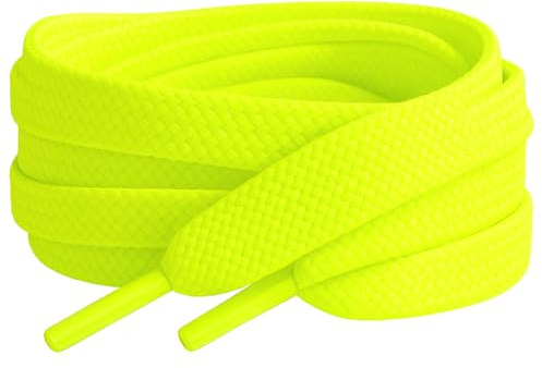 120cm / 47” Neon Yellow Smart Laces® Flat Trainer Shoe laces ideal replacement laces for adults or kids Trainer & Sneaker hoelaces