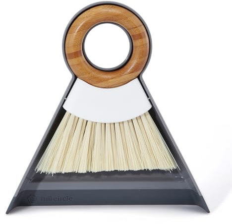 Full Circle Tiny Team Kompaktes Mini-Handfeger- und Kehrblech-Set, Handlicher Bambus Kehrbesen für das Aufkehren von Krümeln und Schmutz im Haus, Bad und auf Arbeitsplatten