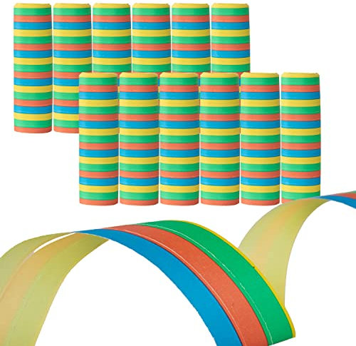 Idena 8274040 - Luftschlangen Set, 12 Rollen mit je 18 Abrisse, Dekoration, Kindergeburtstag, Karneval, Mottoparty