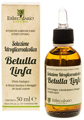 Linfa di betulla Gemmoderivato Drenante Forte Sgonfia e Depura, Diuretico naturale contro la comparsa degli Inestetismi della Cellulite e Ritenzione Idrica, Depurativo Fegato e Reni - 1 Flacone 50ml