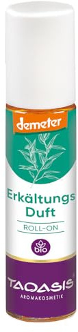 TAOASIS Erkältungsduft mild® Roll-On 10 ml – 100 % naturreine ätherische Öle – Bio-zertifiziert – Mit Eukalyptus, Teebaum & Fichtennadel – Vegan – Made in Germany