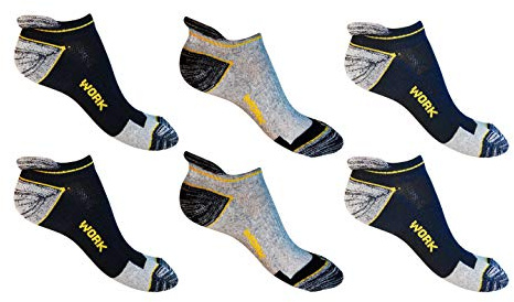 Frencis Calzini da Lavoro Uomo – Fantasmini in Cotone Traspirante con Punta e Tallone Rinforzati – Resistenti e Confortevoli, Ideali per Scarpe Antinfortunistiche, 6 Paia, Taglia 43-46