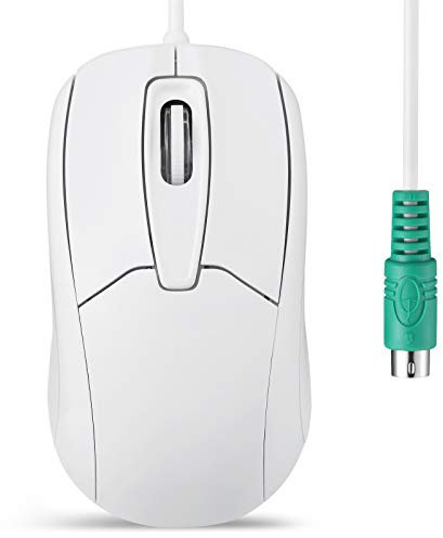 perixx PERIMICE-209 P, Ratón óptico PS2 con Cable con Rueda de Desplazamiento y 1000 dpi, Color Blanco