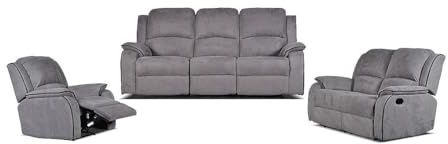 Vente-unique Canapé 3+2+1 Places Relax en Microfibre Hernani - Gris
