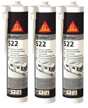 Lot de 3 Colles mastic SIKA Sikaflex 522 Caravan - Blanc - 300ml