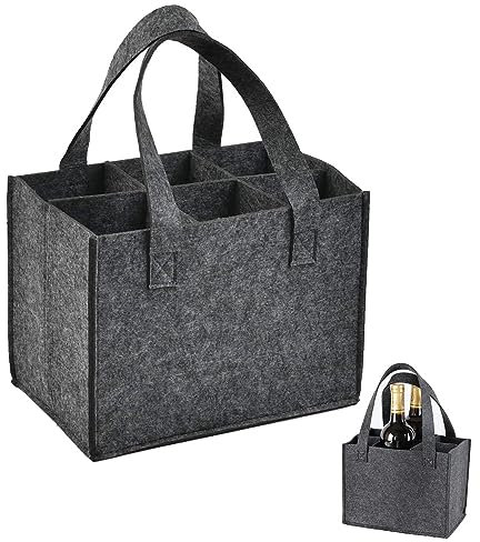 Anicy Flaschenträger 6 Flaschen - Wiederverwendbare Flaschentasche, Flaschentasche Filz, Flaschenkorb, Männerhandtasche, Bierträger, Getränketräger für Party Reise Picknick