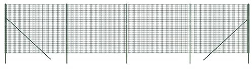 vidaXL Cerca de Alambre, Valla de Malla, Cercado de Cadena Eslabones, Borde de Recinto para Jardín Patio, Acero Galvanizado Verde 2x10 m