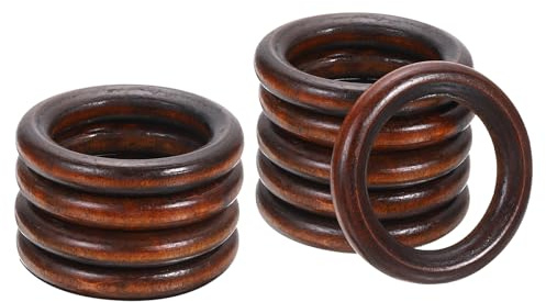 sourcing map 10Pcs 50mm Natural Wood Rings, 8mm Solid Wooden Circles for DIY Crafts, Knitting, Macrame, Pendant Making, Dark Coffee