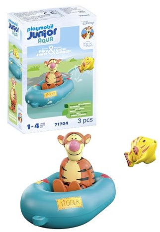 PLAYMOBIL JUNIOR | Disney | Tiggers Schlauchbootfahrt | nachhaltiges Spielzeug aus biobasierten Kunststoffen | für Kinder ab 1 Jahr | 71704