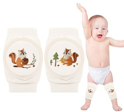 Genouillere Bebe Protection Rampant GenouillèRe pour BéBé Rampant AntidéRapantes Protection Genoux GenouillèRes pour Rampant Adapté aux BéBéS pour Ramper et Apprendre à se Tenir Debout(Écureuil)